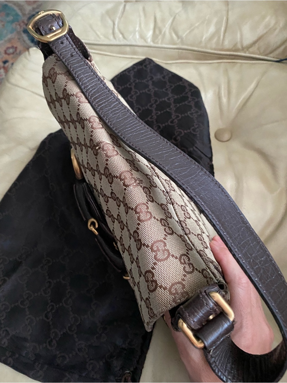 Gucci Tom Ford READ Chain Hobo Bag Flap Horse Bit GG Monogram Canvas - Picture 8 of 15